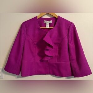 D. Vine Women’s Vintage Magenta Textured Ruffle Detail Blazer Size 10P